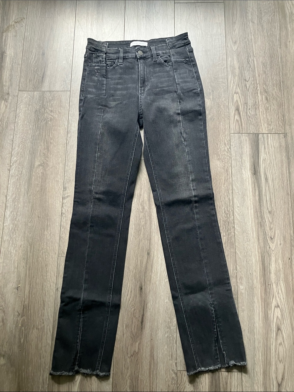 Flying Monkey High Rise Seam Front Raw Hem Skinny Black Denim Jeans Women’s 27